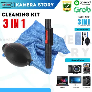 PERALATAN PERAWATAN KAMERA PEMBERSIH LENSA CAMERA PHOTOGRAPHY CLEANING KIT - Cleaning Kit 3 in 1 Lensa Kamera, Pembersih Monito,r LCD HP, Laptop,etc