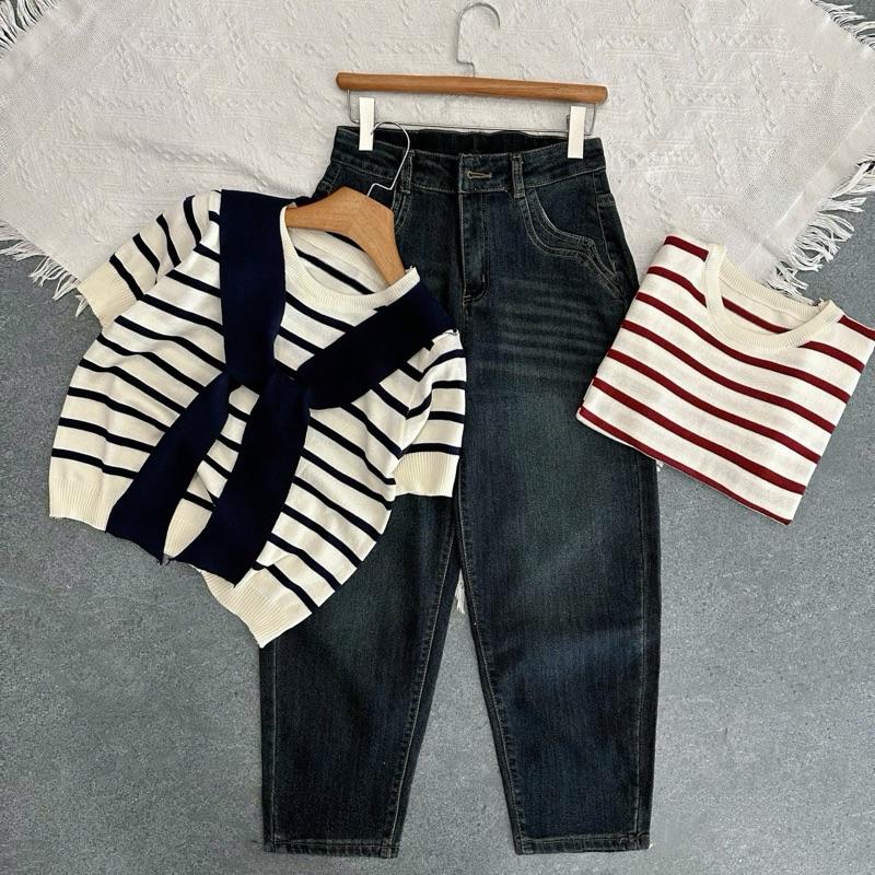 0144 BIGSIZE Quần baggy jean nữ cạp cao, quần jeans trơn thêu túi sau basic