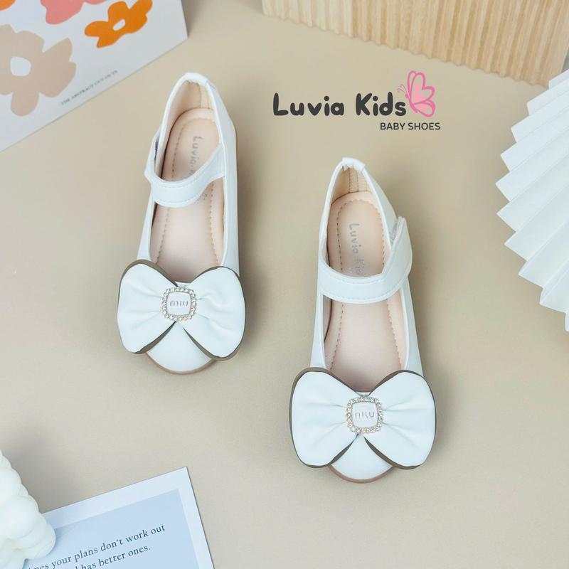  Giày cao gót bé gái cao cấp đế TPR chống trượt đính nơ Luvia Kids 07LK 
