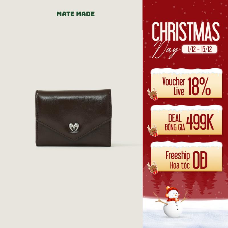 DEAL ĐỘC QUYỀN TIKTOK Ví Nữ Mini Gập Đôi Letter MATE MADE Cầm Tay Thanh Lịch Đa Năng Màu Trơn Thời Trang
