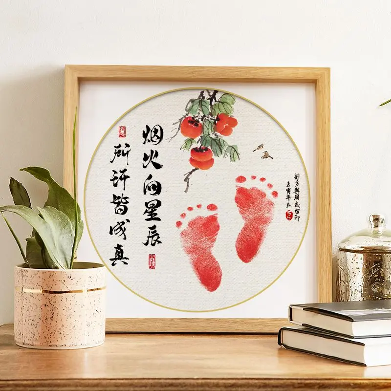 Newborn Baby Full Moon Footprints Calligraphy and Painting Safe Joy Inkpad Days Souvenir Photo Frame