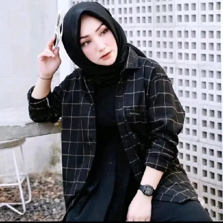 Kemeja flanel wanita pria lengan panjang  Motif kotak kotak Unisex Nyaman 3