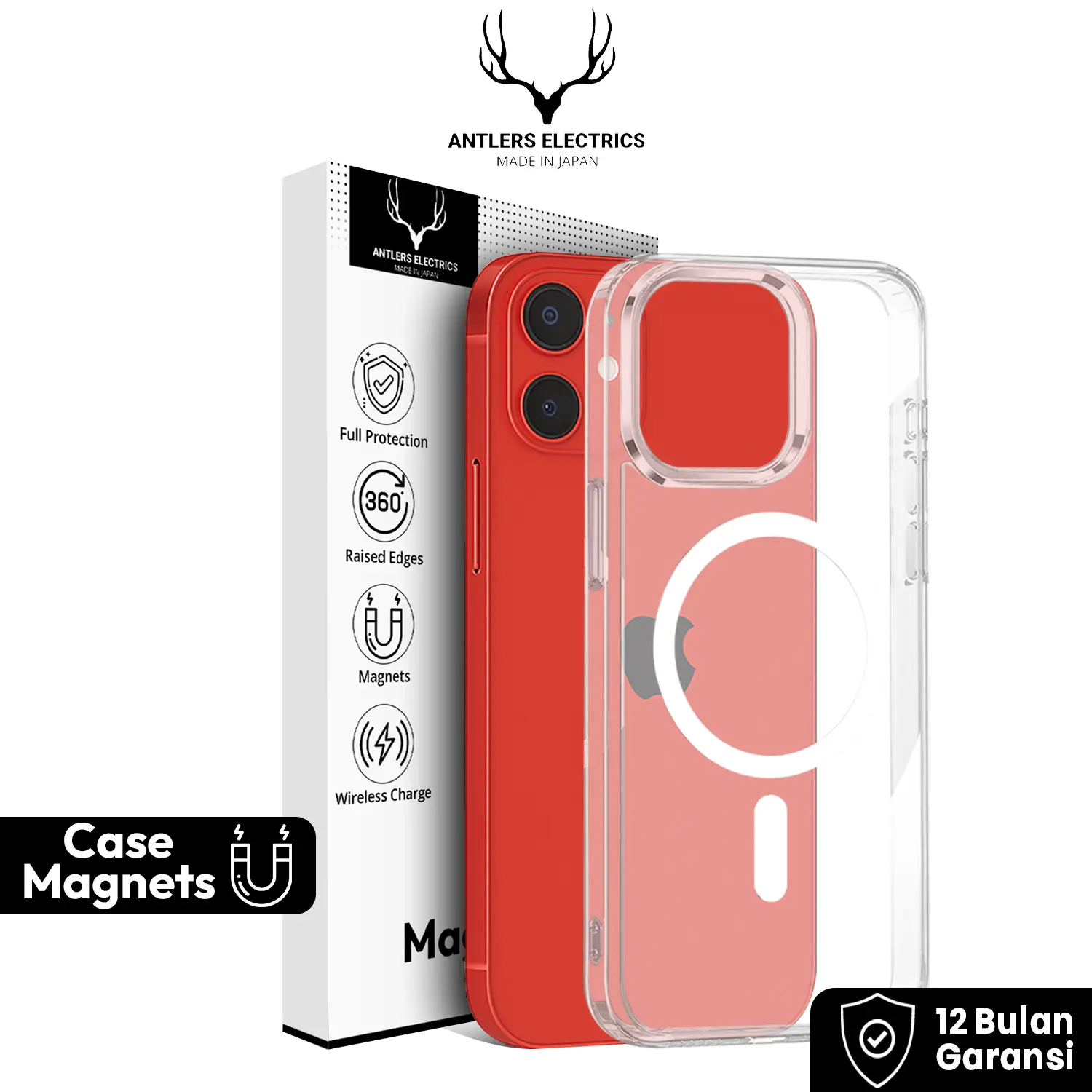 Antlers Electrics Magnetic Case Magsafe Untuk Iphone  X XR XS XSMAX Casing Iphone Anti Crack Anti Kuning For Iphone Magnetic Wireless Charging Case Anti Menguning