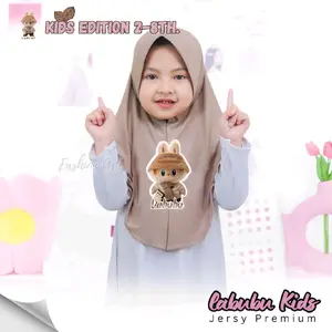 Hijab Anak Labubu untuk usia 2-8Tahun dari Jersy premium