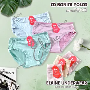 Promo 12Pcs Cd Bonita 888 Celana Dalam Wanita Dewasa Remaja Perempuan Motif Polos Bahan Katun Lembut - ELN0703