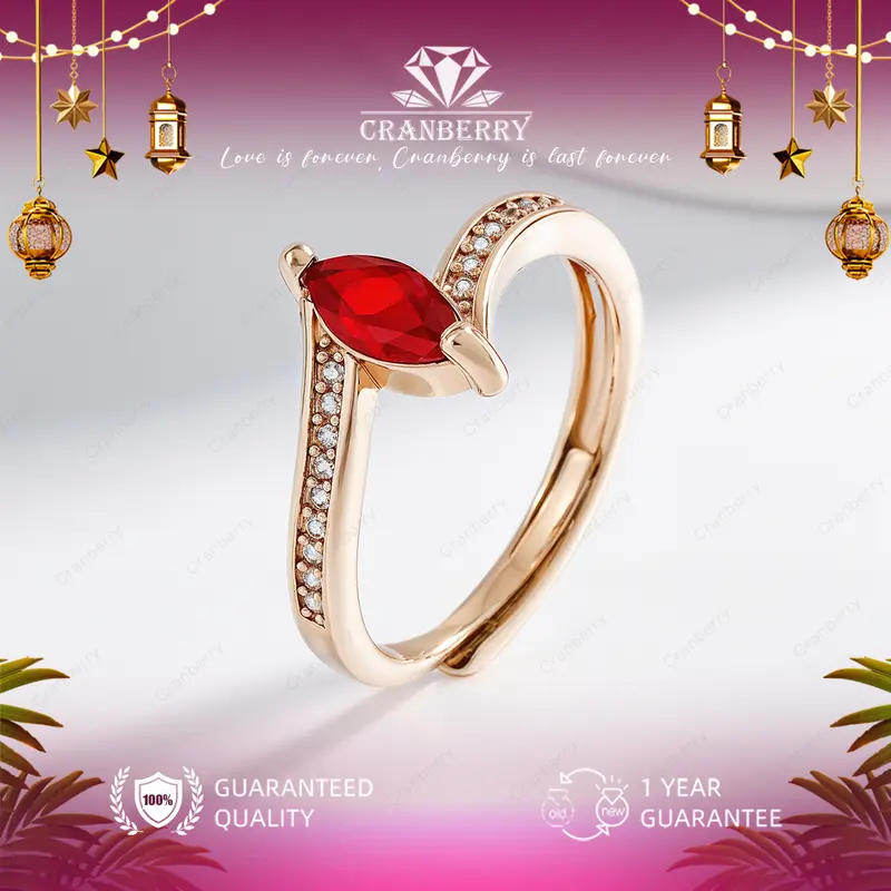 OS1-R97 Cincin Permata Red Ruby wanita elegant high quality Cranberry Jewelry original store cantik elegan lapis anti karat anti luntur anti berubah warna garansi 1 tahun Free Box R97 0