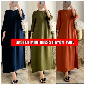 DASTER MIDI DRESS LENGAN 3/4 RAYON TWILL PREMIUM