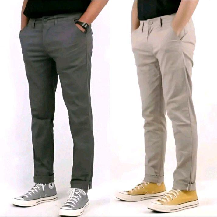 (PAKET 2 CELANA)Celana panjang pria slimfit chinos nevada strech/elastis bahan Twill Katun Stretch Nyaman Melar Casual 5