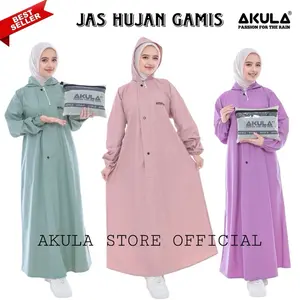 JAS HUJAN GAMIS Mantel Hujan Wanita Anti rembes Bahan PVC Kuat Tebal Elastis