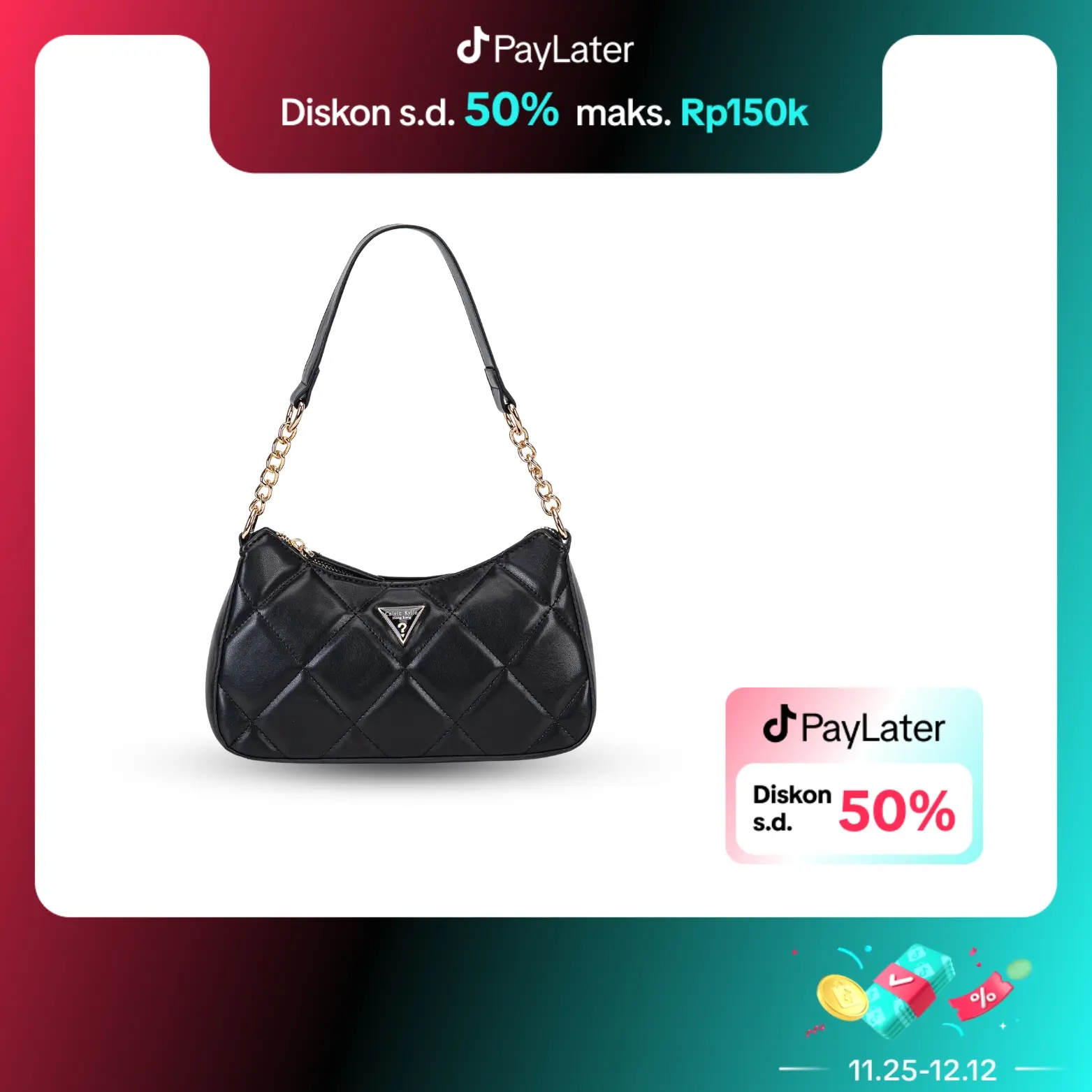 CALVIC KYLIE - Tas bahu rantai wanita / Tas bahu ketiak rantai / Tas rantai wanita / Shoulder bag wanita / Sling bag wanita / Tas mini bag / Tas selempang wanita / Tas fashion bag#2676