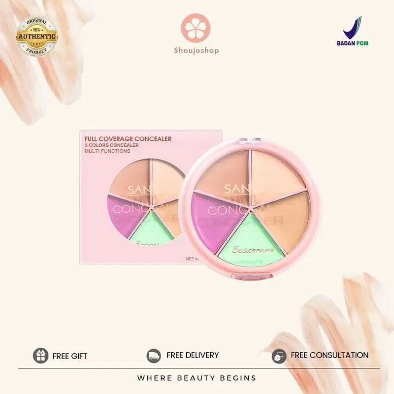 SANIYE Palet Concealer Anti Air 5 Warna Seamless Full Cover Face Concealer R1179 8