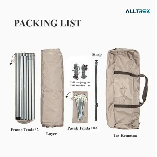 ALLTREK Flysheet AERONIX Segi Enam 3x4M Camping Outdoor Anti UV 1