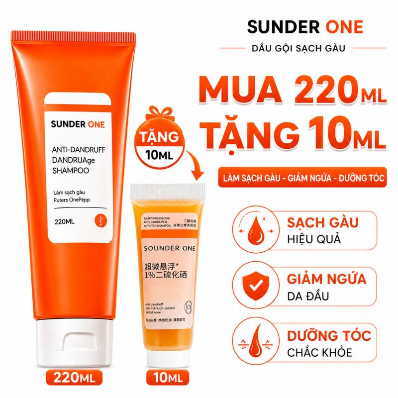 Dầu gội sạch gàu 1% Làm sạch da đầu, giảm ngứa, tóc sạch thoáng 220ml((có dâu