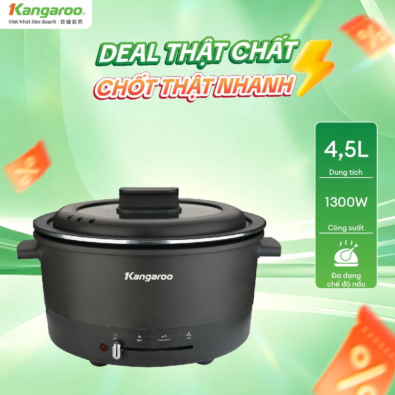 KG45EH1 | Nồi Lẩu Điện Dung Tích 4.5L Công Suất 1300W Lòng Chống Dính Nắp Kính Tháo Rời Đa Năng Tiện Ích Thông Minh