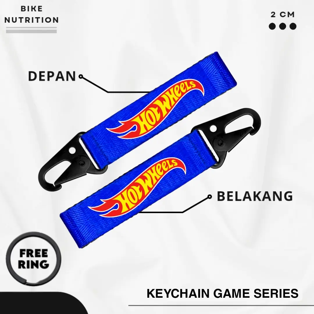 GANTUNGAN KUNCI HOTWHEELS KEYCHAIN HOT WHEELS FACE KEY CHAIN HOTWHEELS BAHAN LANYARD NYLON BIKIN KECE DAN STYLISH BONUS GANTUNGAN KUNCI KAIN WEBBING