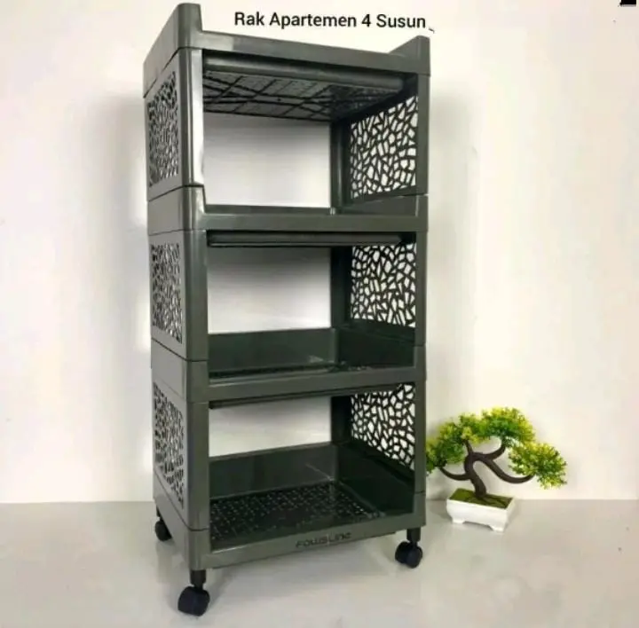 Rak Apartemen 4 Susun Serbaguna Kuat - Model Terbaru Penyimpanan Plastik 0
