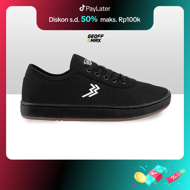 Geoff Max - Dublin All Black Sepatu Pria Wanita Unisex Sneakers Canvas Shoes Casual Snekers 0