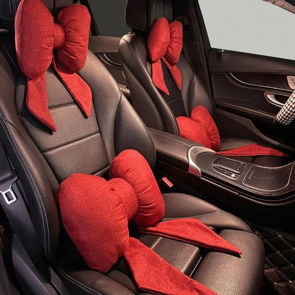 Bantal Leher Tali Leher Kereta, Universal, Rekaan Ikatan Simpul Klasik, Kusyen Sandaran Kepala Tempat Duduk, Selesa, Bantal Sokongan Kepala Automotif Accessories Car
