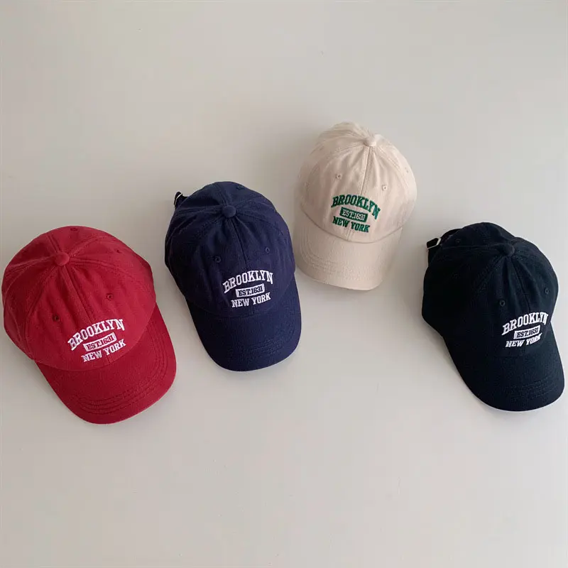 Topi besbol dengan huruf bersulam untuk kanak-kanak lelaki dan perempuan, topi besbol dengan huruf bersulam, pelindung matahari kapas, untuk musim panas, 3 hingga 5 tahun