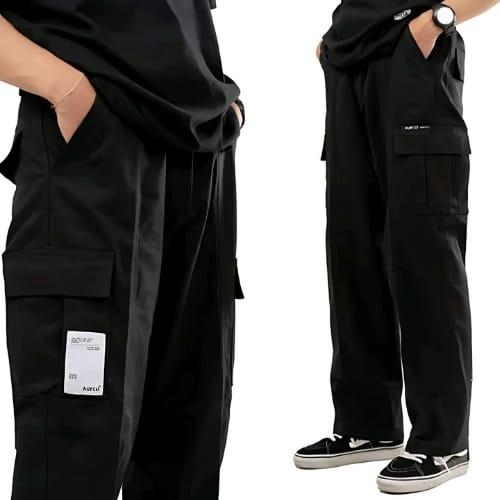 Celana Cargo Komprang Panjang Pria Wanita Streetwear - Korean Style Unisex Elastic Waist CARGO PANTS joker straight 6