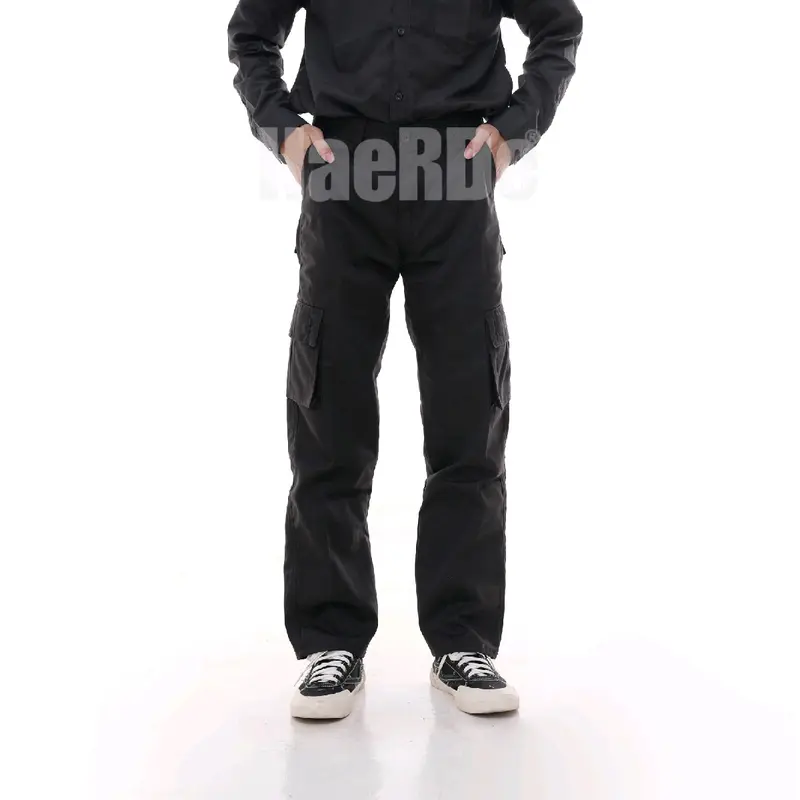 Celana Cargo Gombrong Panjang Pria Standar Reguler Loose Fit Celana Panjang Kargo Kimpul Hitam Army Abu Mocca Cream  Nyaman Straight 0