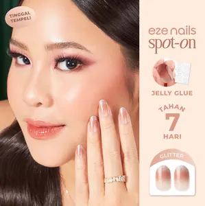 Eze Nails - Charismatic in Nude Glitter Spot On Manicure (Kuku Palsu Tempel + Jelly Bond)