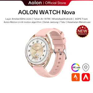 Aolon Nova jam tangan wanita Smartwatch Wa Reply 41mm 1.32'' Amoled Layar 60 Hz Tahan Air 1ATM Panggilan Bluetooth Pemantauan Menstruasi Pelacakan 160+Olahraga Pengukuran Kesehatan