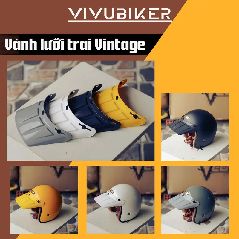 Vành lưỡi trai nhựa Vintage bảng lớn gắn mũ bảo hiểm classic 0
