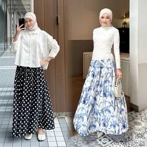 BIGIMO - Candy Pattern Skirt - Rok Panjang Floral Candy Motif Bunga Polkadot Korean Skirt Bawahan Wanita Rayon Adem Jatuh Panjang Casual