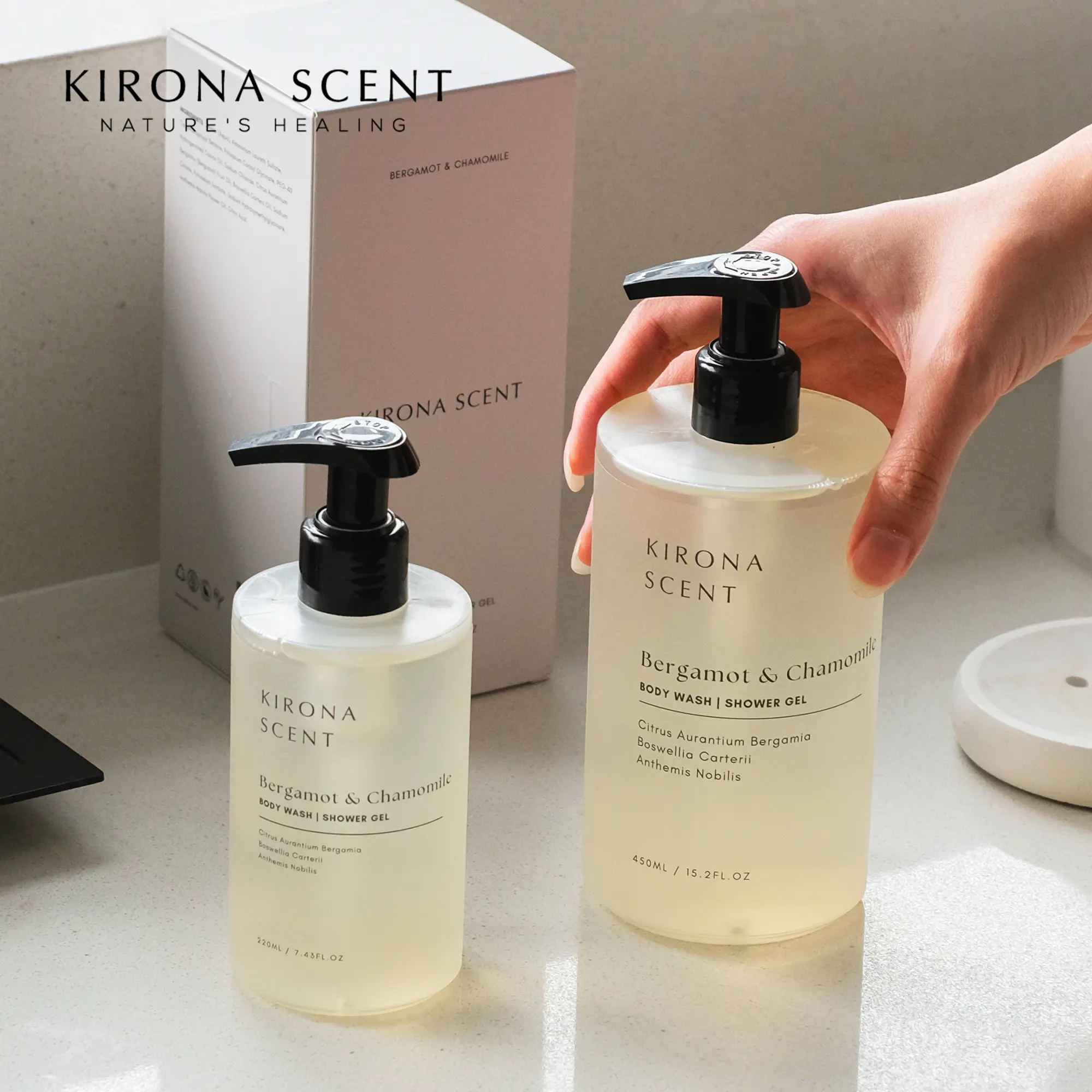 [KIRONA SCENT] Essential Oil Body Wash - Hotel Shower Gel | Made with Pure Essential Oils & Natural Ingredients | Cleansing Body Care | Free from SLS & Parabens | Body Soap & Gel