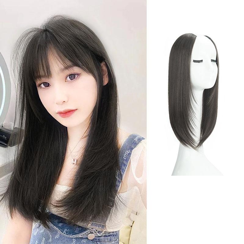 Tóc Giả Thẳng Kẹp Hình Chữ U, Đơn Giản, Vô Hình, Liền Mạch, Tự Nhiên, Bồng Bềnh, Một Mảnh, Dày, Tăng Nối Tóc Dài, 40Cm