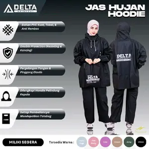 TERBARU JAS HUJAN MODEL HOODIE PRIA WANITA TEBAL BAHAN PVC TERBAIK