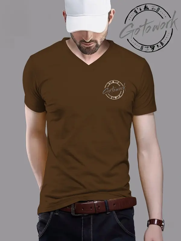 Kaos GO TO WORK Oblong Lengan Pendek Pria Wanita Dewasa  sablon DTF Polyflex V-Neck - Ukuran L, XL, XXL - Distro Sablon Cowok Baju Atasan Unisex Motif Keren Hitam 0