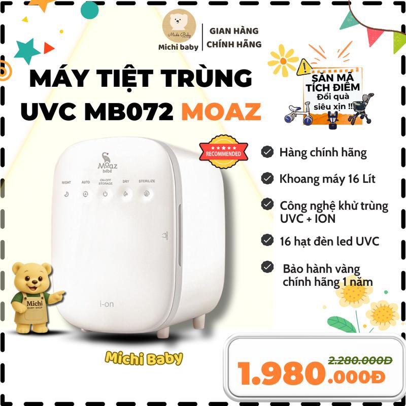 Michibaby - Máy Tiệt Trùng Cao Cấp UVC I-ON LED cho bé MOAZ BEBE MB072, Sấy Khô Bảo Quản 24H Làm Sữa Chua Và Sấy Khô Hoa Quả Thể Tích Lớn 16L Bảo Hành 12 Tháng - Michi Baby MC378 Em bé Trẻ sơ sinh Bé gái Bé trai