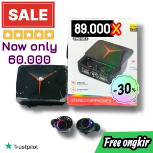 Earphone - Handsfree - Headset Wireless TWS-M17 / TWS-M18 Digital Earbuds Stereo HF Bluetooth with Powerbank USB harga ambyarrr