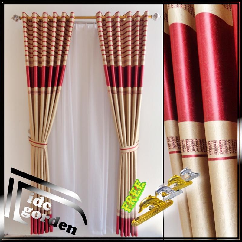 gorden jendela rumah bahan blackout semi bludru motif embos model smokring 5