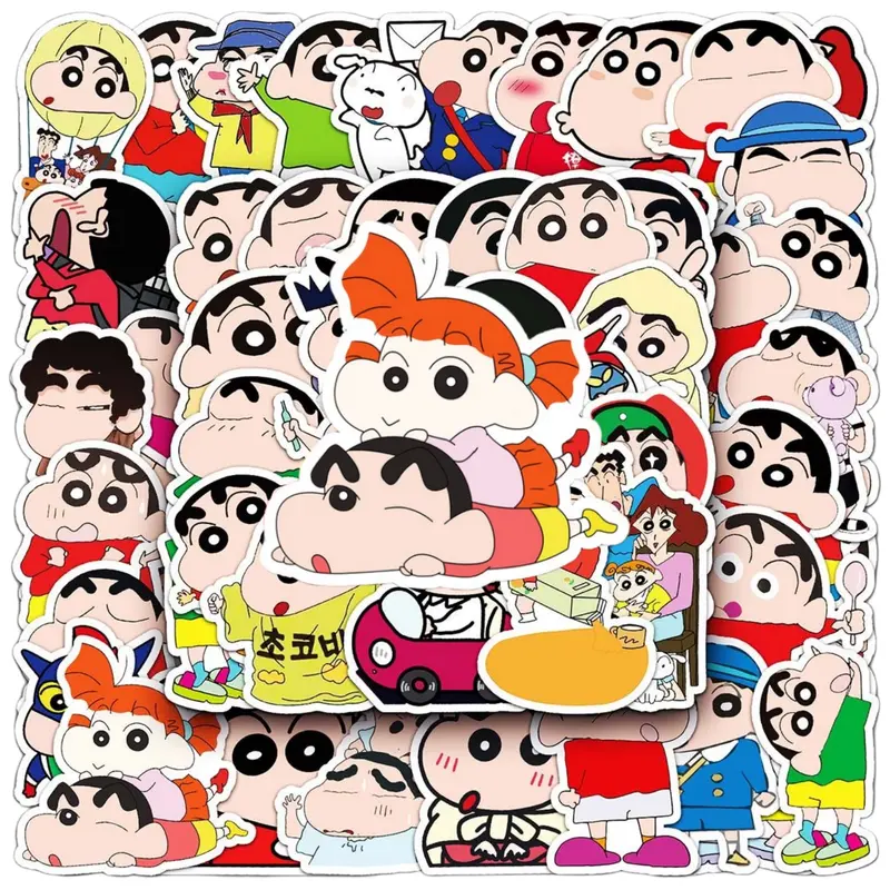 Hình dán Shin Chan hoạt hình Vui Nhộn 10 / 52 miếng, Không thấm nước, Thích hợp cho máy tính xách tay, điện thoại và mũ bảo hiểm, Hình dán sáng tạo, cho trẻ em tự làm 1