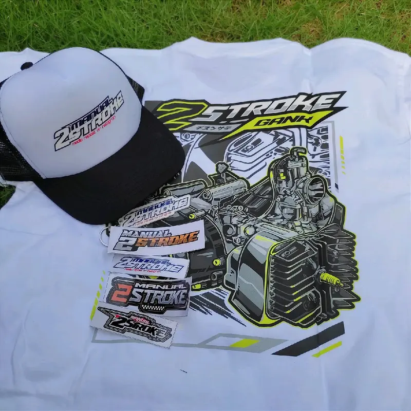 Sepaket Kaos 2stroke Fizr 2tak Caton combed Distro Fre Stiker & Gantungan Kunci Keren 2