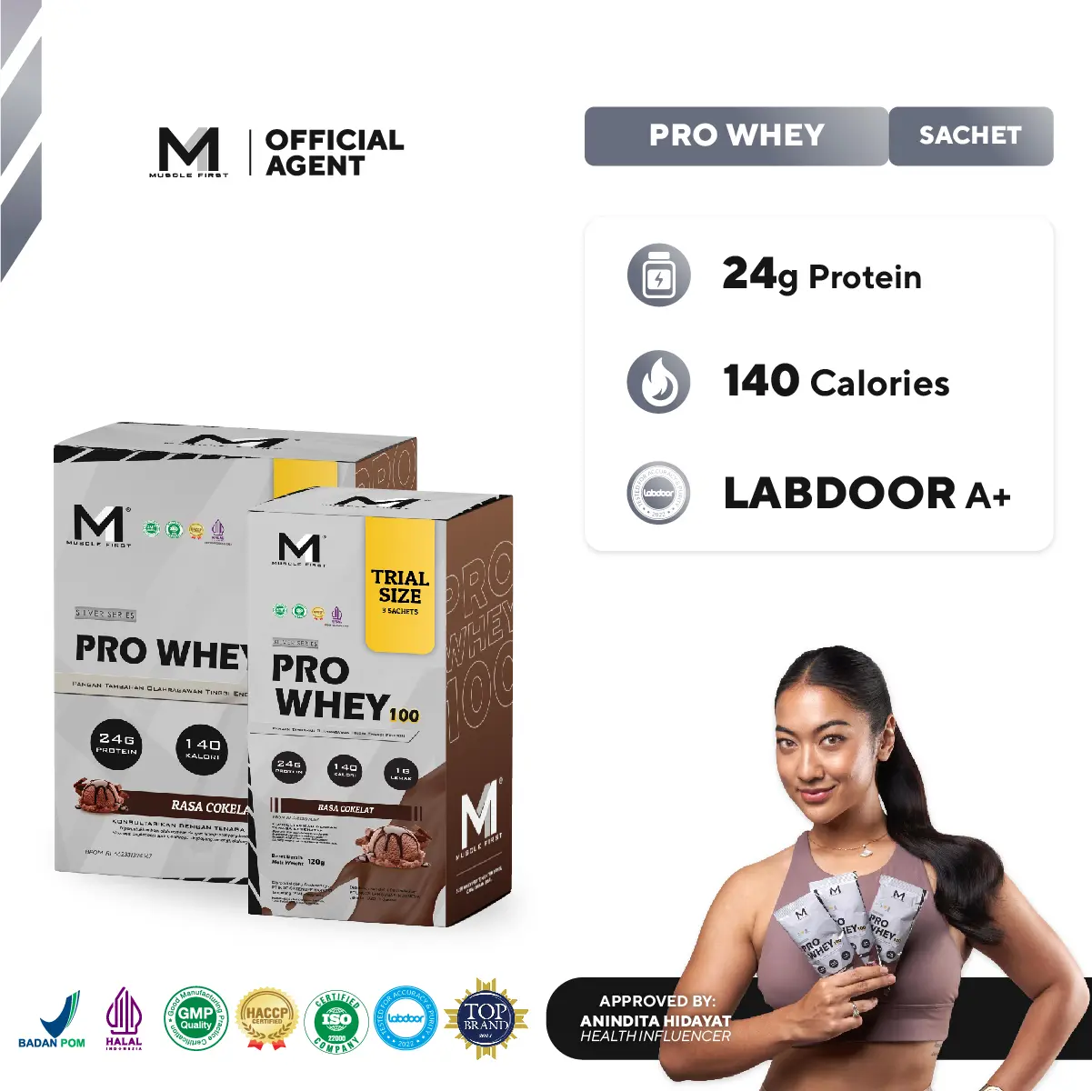 MUSCLE FIRST Pro Whey Box isi 12 sachet - Whey Protein