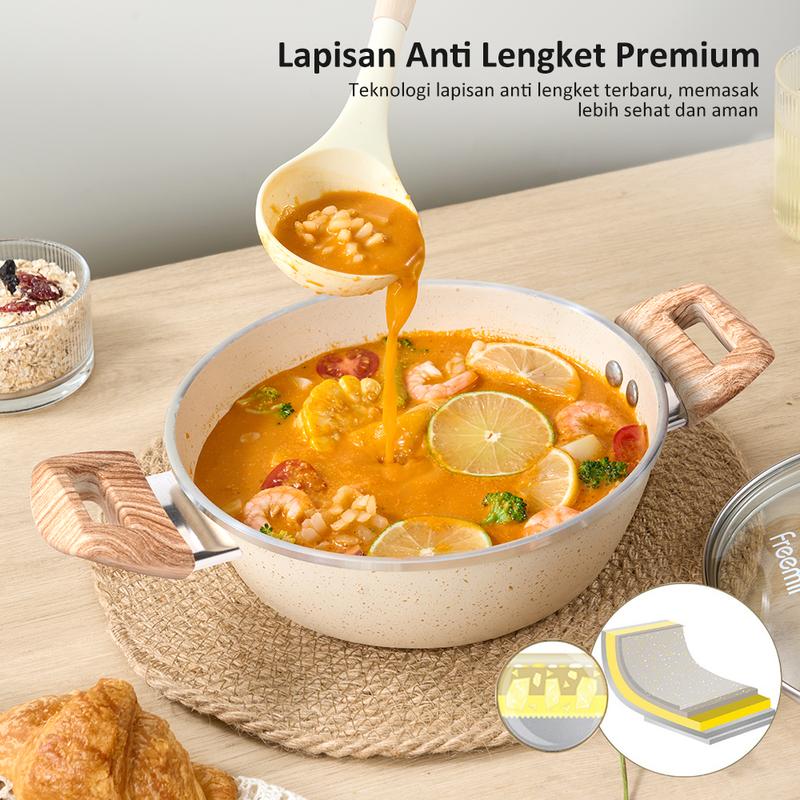 (Bisa COD) freemir Wajan Penggorengan 20cm Granit Anti Lengket Premium Multifungsi Wajan Kuping Mini 3