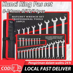 Kunci Ring Pas Set Wrench 14pcs tekiro original Spanner 8-24mm Bahan Kuat Anti Karat Alat Perkakas combination Wrench Tool