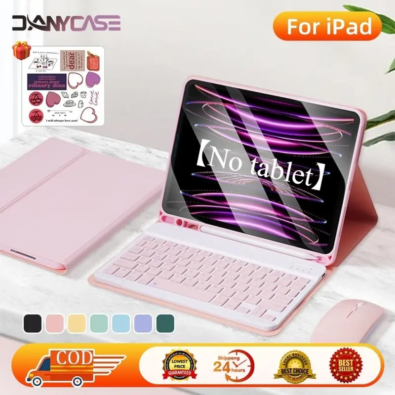 【No tablet】DANYCASE Keyboard Case with Mouse for iPad 11th A16 Air 6th Gen 11 inch Air13 M3 2025 Pink Keyboard For Air1 Air2 /5th/6th inch】