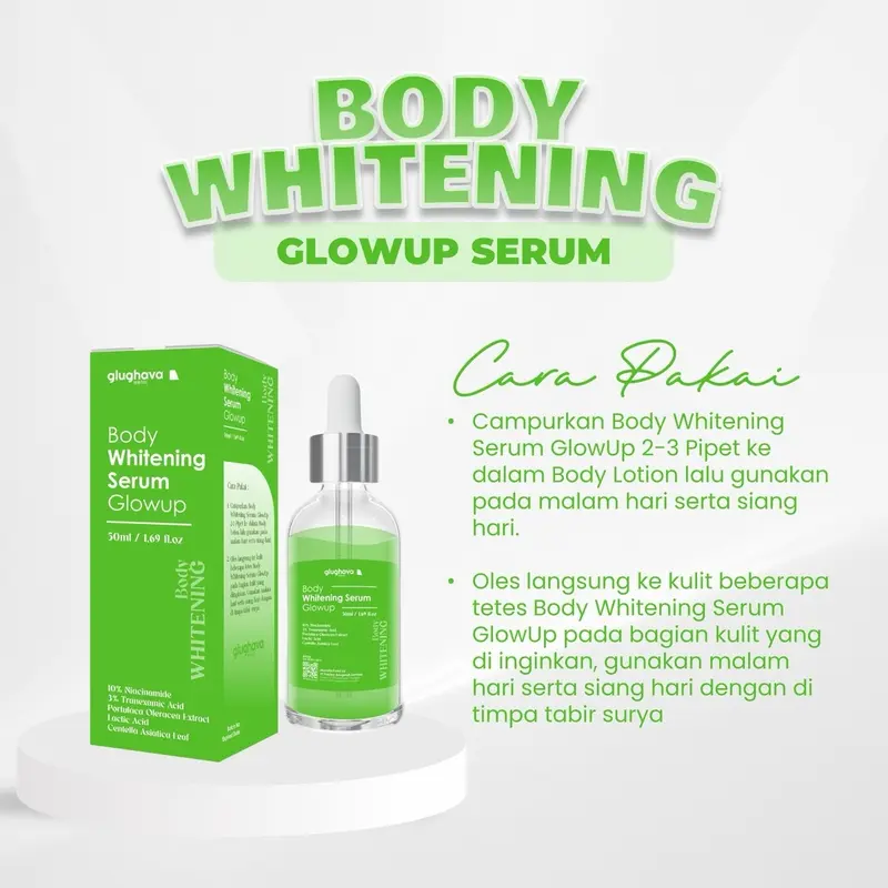 GLUGHAVA - ( 20 ML )- Whitening Serum GlowUp 10.10- 10% Niacinamide+ 3% Tranexamic Acid | Mencerahkan Menyamarkan Bekas Luka 6