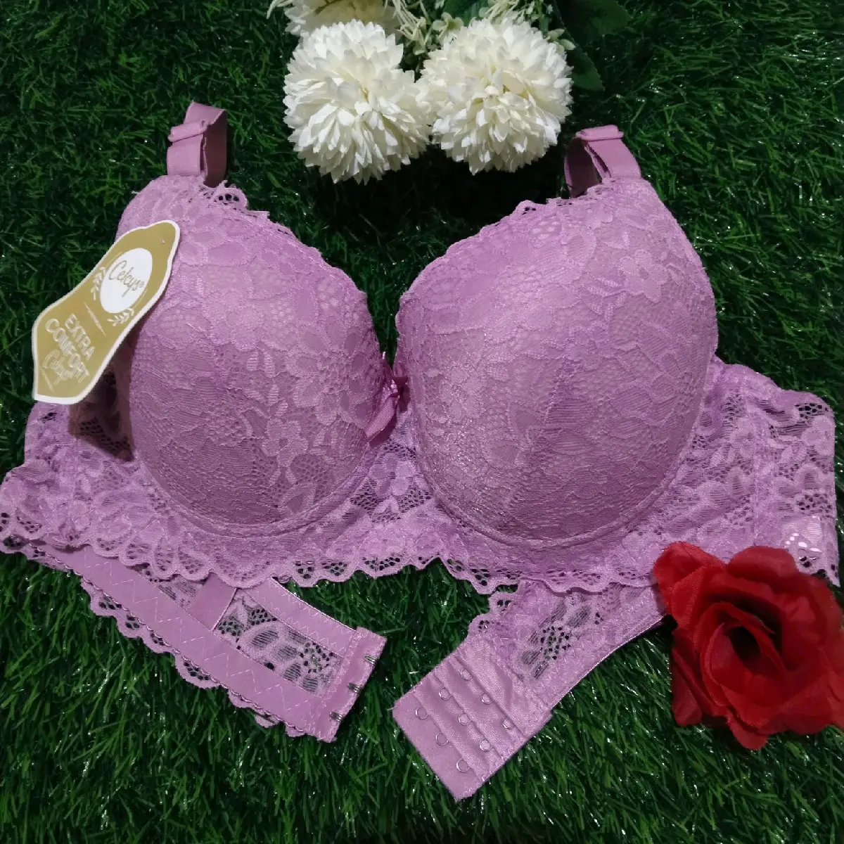 Bra Bh Burkat Kawat Kait 3 Busa Sedang Bh Fashion Big Size Cup C Bra Push Up Brokat Wanita Nyaman