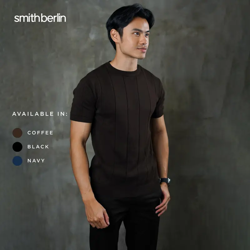 Smith Berlin Ken Knit Modern Fit – Kaos Pria Katun Knit Rajut Lengan Pendek Casual