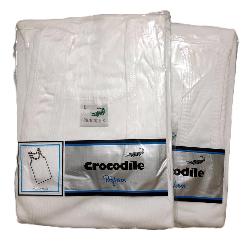 (3pcs)Singlet Crocodile  Pria  Katun 801 V./ Kaos dalam  Cowok Putih./kaos dalam  Dewasa Remaja 1