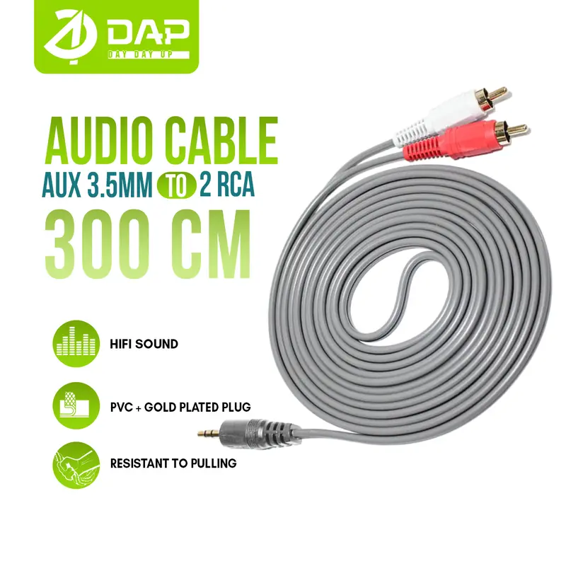 DAP Kabel Audio aux 2 in 1 Jack 3.5mm to RCA hitam 3 meter Accessories Speaker - Original by DAP 0