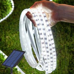 Luces solares en cadena con control remoto, luces LED impermeables para senderos al aire libre, encendido y apagado automático, decoración de jardín, decoración navideña