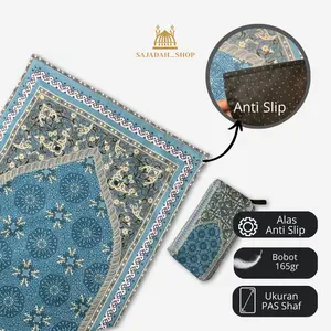 Sajadah Travel Motif Babussalam AntiSlip Dengan Pouch Dompet Seleting