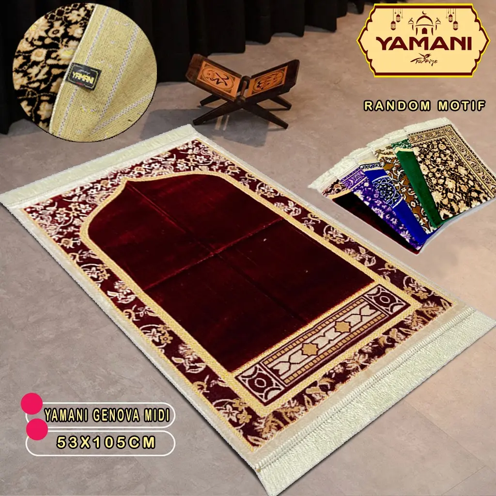 Sajadah Turki Spigel Midi Putih Bahan Tebal Dan Halus Ukuran 53*105 cm Perlengkapan Sholat Muslim
